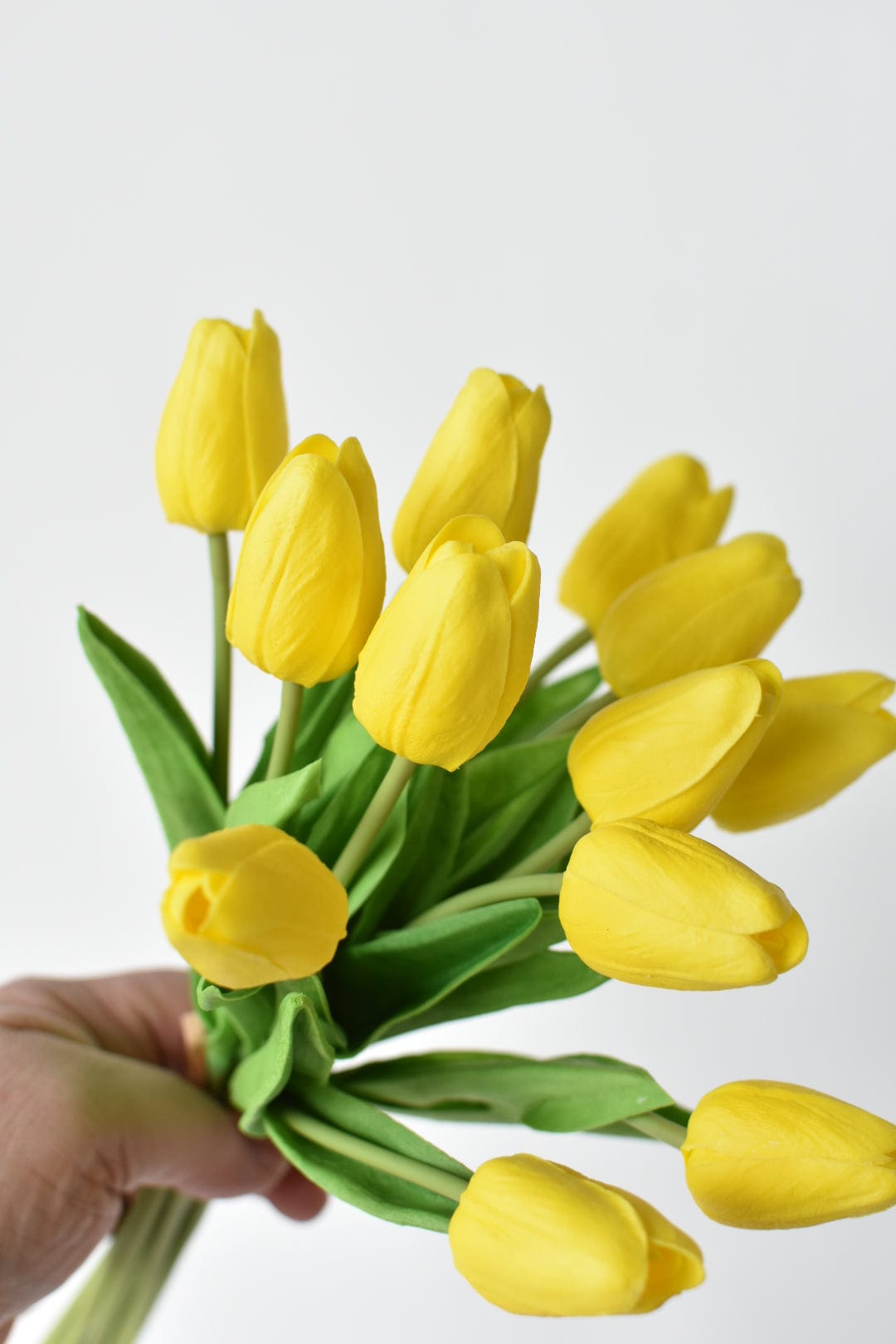 13.5" Faux Real Touch Yellow Tulip Bundle : 12 Stems