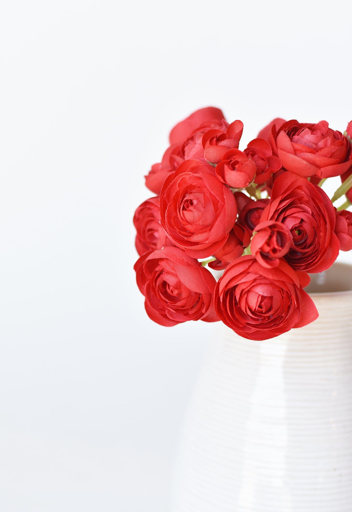 10.5" Faux Red Ranunculus Stem Bundle