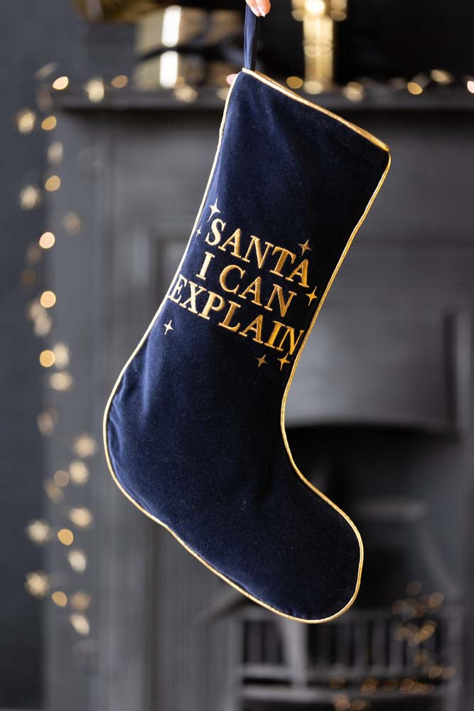 Midnight Santa I Can Explain Velvet Christmas Stocking