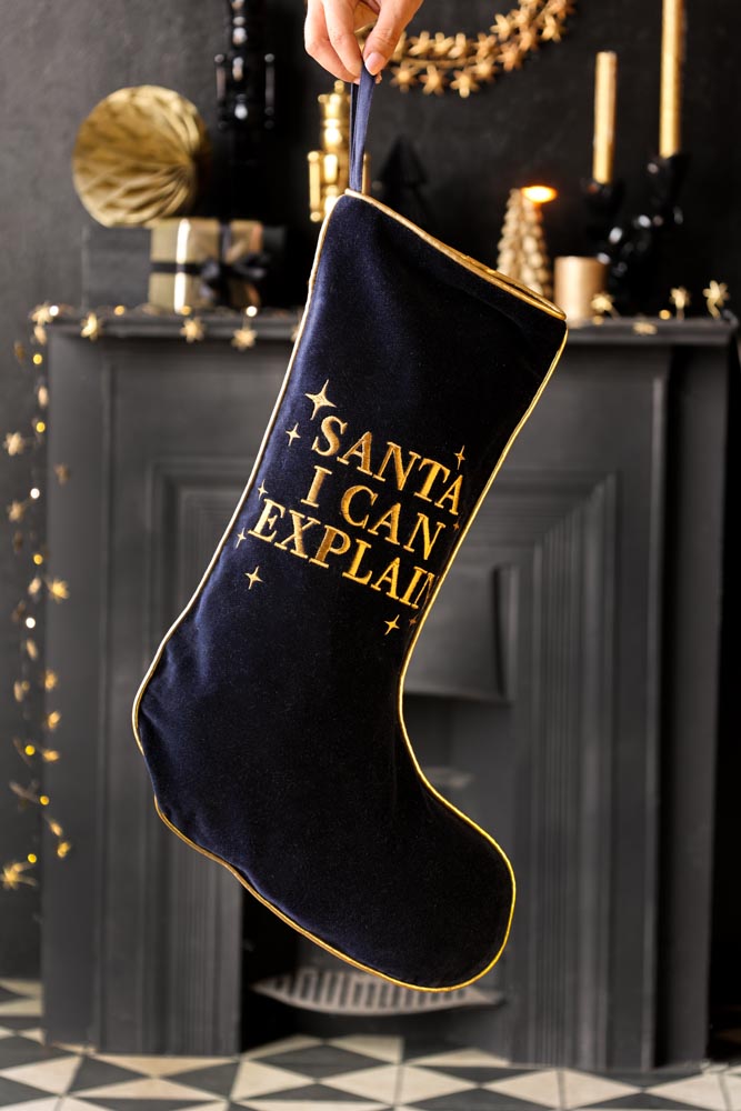 Midnight Santa I Can Explain Velvet Christmas Stocking