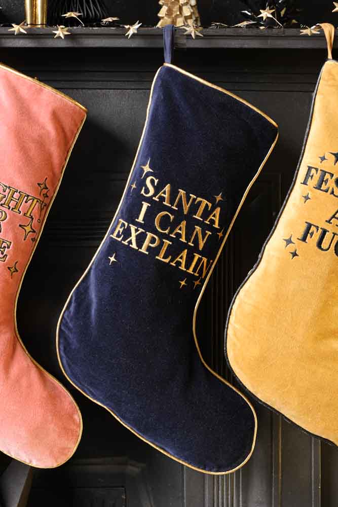 Midnight Santa I Can Explain Velvet Christmas Stocking